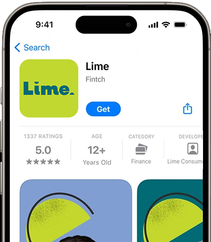 iPhone mockup showing Lime app